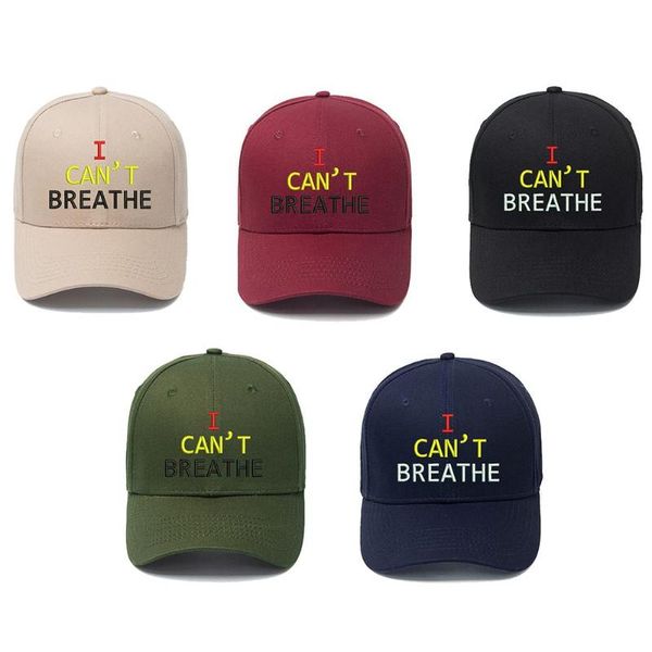 

i can't breathe baseball cap adjustable hat portable embroidered cap for men women outdoor cycling fishing running, Black;white