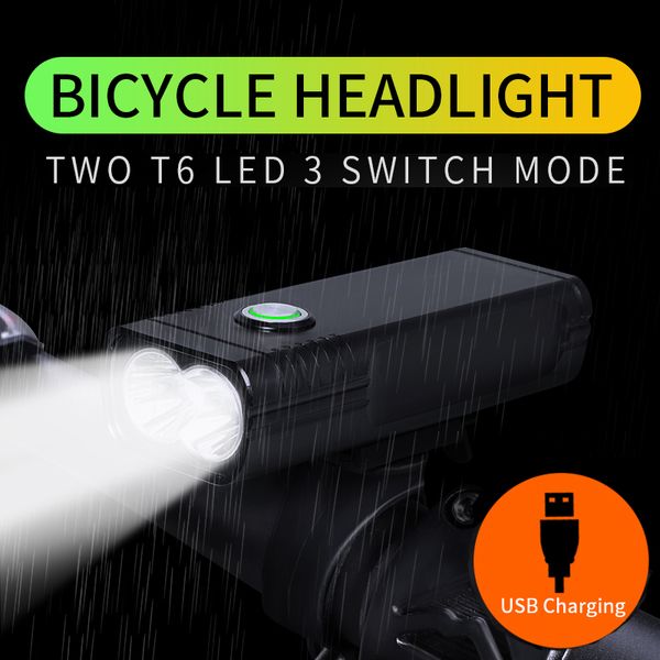 

mountain bike light super bright bicycle headlight usb rechargeable ipx5 waterproof t6/l2 lighting riding equipment