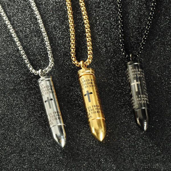 

open 316l steel hop bullet stainless locket mens cross women necklaces charm gold pendant for chains hip scripture jewelry hmpqb