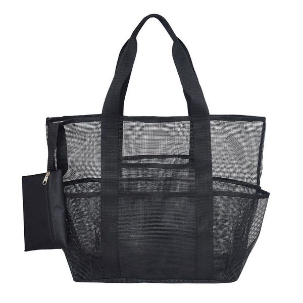 

2019 новый большой емкости мешки see through легкие сетки tote хранения сумка для семейного пляжного рынка бакалеи и пикника