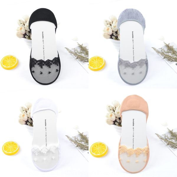 

2020 lace boat lace boat invisible anti-slip shallow socks perspective mesh socks, Pink;yellow
