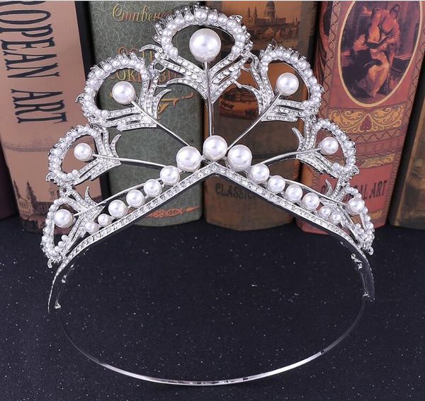 Set Crown Accessori per abiti da sposa europei e americani Diamond Bridal Feather Big Pearl Crown Gauze Accessori per garza per matrimoni Crown