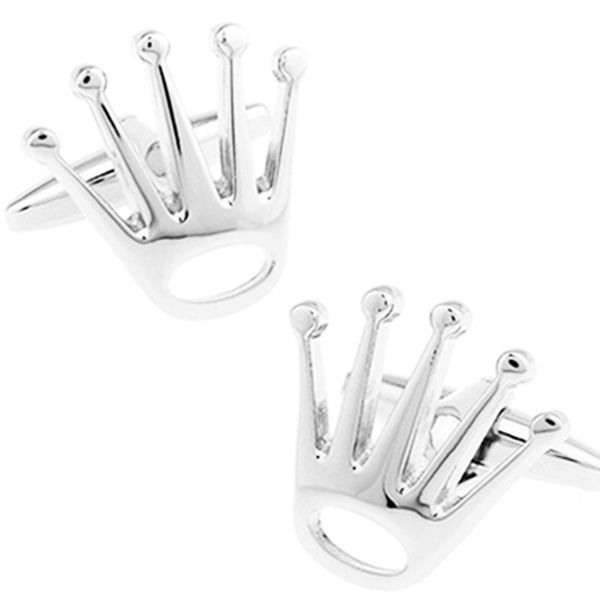 

silver crown style cufflinks sleeve nail men's french button