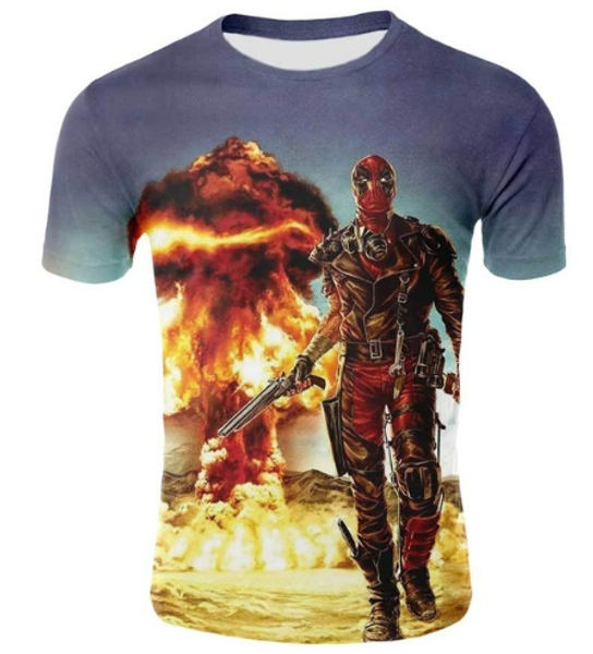 

new fashion american comic badass deadpool t-shirt 3d print men/womens summer round collar short sleeve casual k1019, White;black