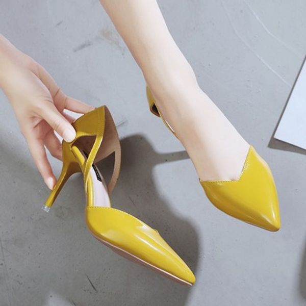 

women's shoes 2020 spring and summer new wild ultra-shallow mouth pointed stiletto heels social single shoes, Black