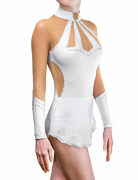 vestido branco rítmica serviço LIUHUO OEM das mulheres brilhantes folha de strass ginástica leotards novos designs para meninas