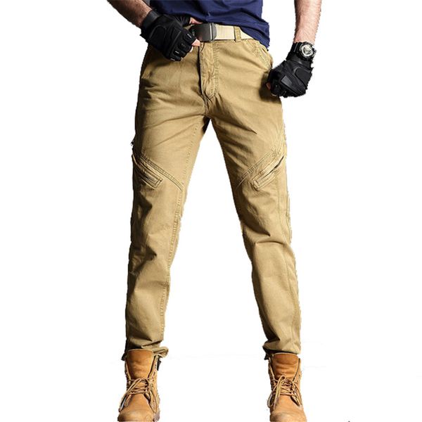 

moruancle men's casual cargo pants with pockets straight outerwear tactical trousers for male 100% cotton washed size 29-38, Black