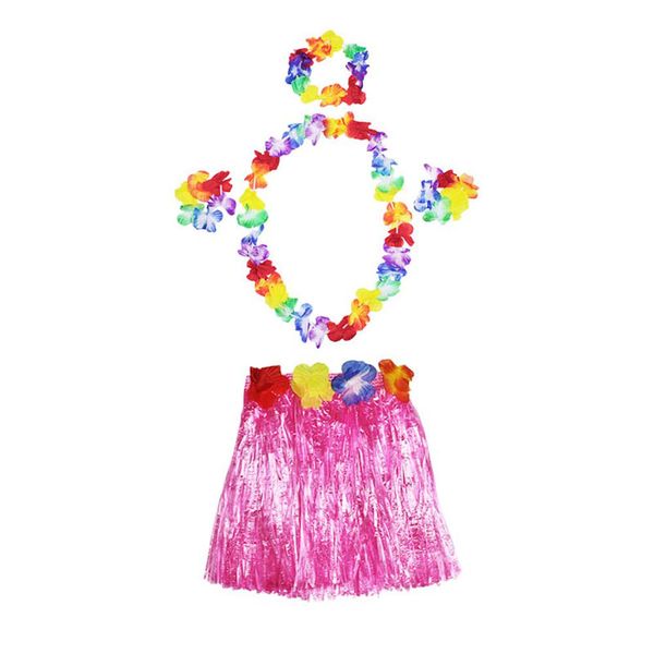 

5pcs/set hawaiian hula skirt wreath set garlands + head rings + hand rings for party -25