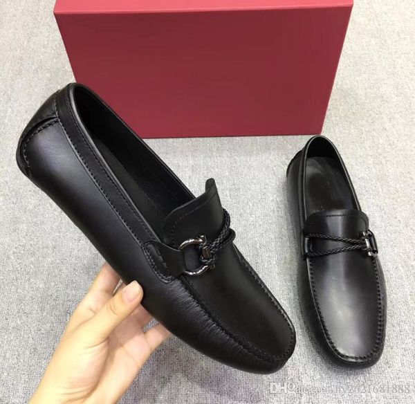 

2018 new peas shoes leather men's fashion casual shoes men's driving shoes, Black