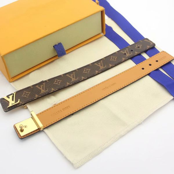 

мода марка названный lady print four leaf flower design wide кожаные браслеты браслет с 18k gold v letter аксессуары, Black