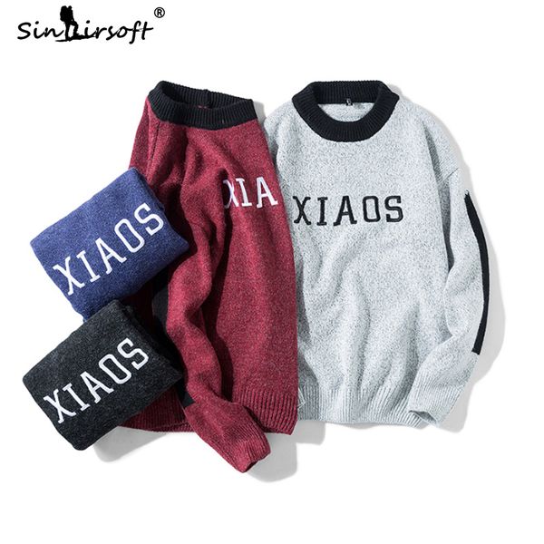 

new arrival men's letter printing pullover sweater side triped patchwork long sleeve autumn warm clothing autumn fashion 3xl, White;black