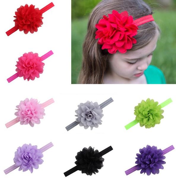 bebê lindo cocar cabelo fita organza elástica bandas flores headbands Acessórios Cabelo atacado crianças headwear ins adereços foto infantis