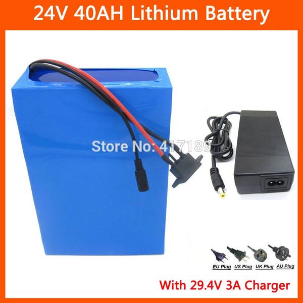 

1000w 24 volt battery 24v electric bike battery 24v 40ah lithium ion battery with 50a bms 29.4v 3a charger customs fee
