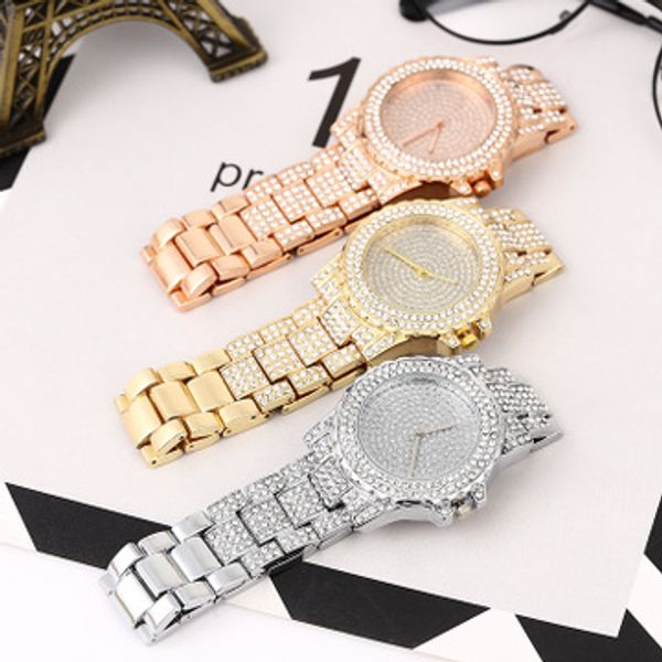 

luxury design full of shiny rhinestone quartz movement wrist watches steel watchband elegant lady female watches valentine gifts, Slivery;brown