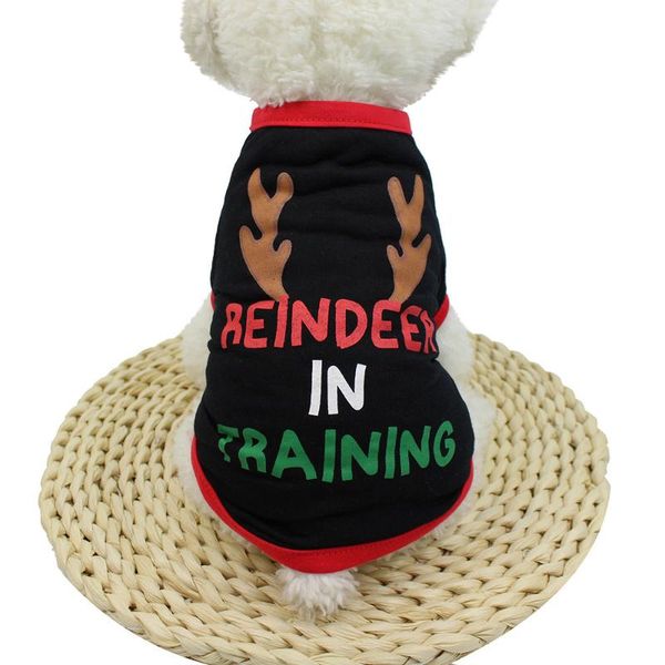

pet dog christmas clothes reindeer print dog costume good-looking costume polyester t-shirt puppy