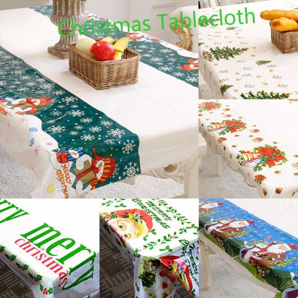 

110x180cm christmas tablecloth banquet new year party printing rectangular pvc christmas atmosphere table cover decorations