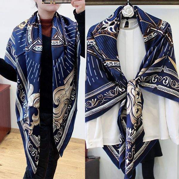 

сезон вена символ 140 большой квадратный шарф шелковый сгущает обычная сатин леди шелковый шелковый шарф шаль, Blue;gray