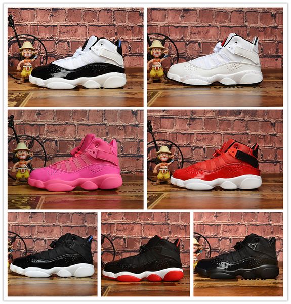 

new arrival kids shoes 6 rings bred black red basketball shoes boys girls athletic sports shoes 6s children sneakers for birthday gifts