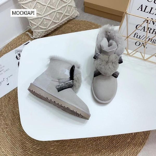

2019 chinese women's shoes, real sheepskin, 100% natural wool, high-quality snow boots with love, delivery, Black