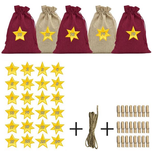 

christmas gift bags bundle star digital sticker jute gift bag set candy bag 24pcs navidad #2n18
