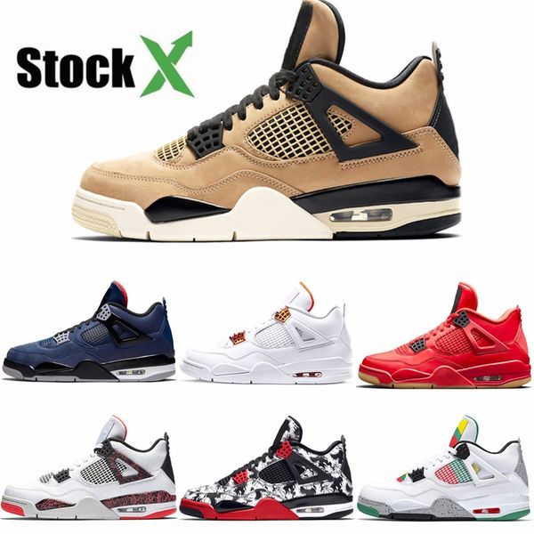 

4 4s mens basketball shoes loyal blue what the court purple bred thunder sneakers sports shoes us 7-10 #166