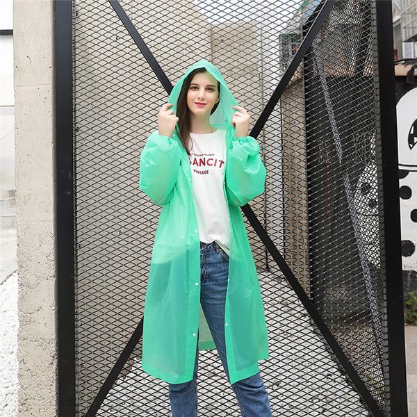

universal eva transparent raincoat portable outdoor travel rainwear waterproof camping hooded ponchos plastic rain cover