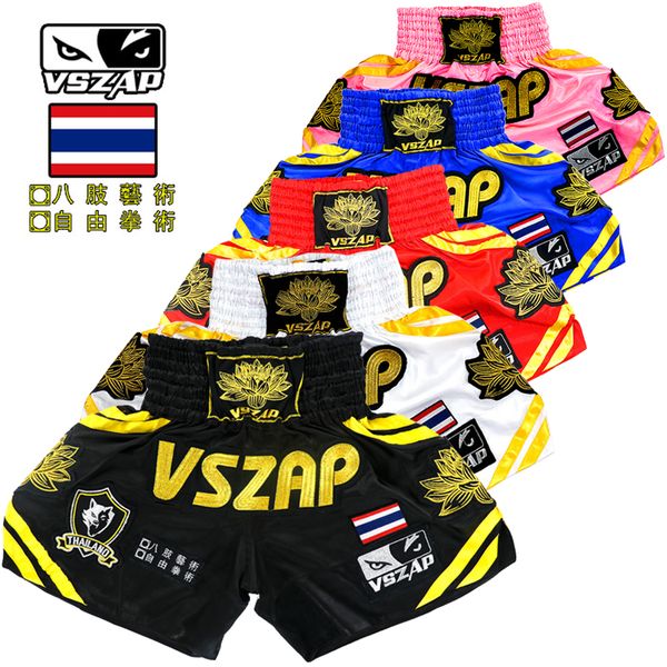 

vszap muay thai shorts broadcast embroidery tiger fighting fight shorts mma sanda men and women fitness training, White;black