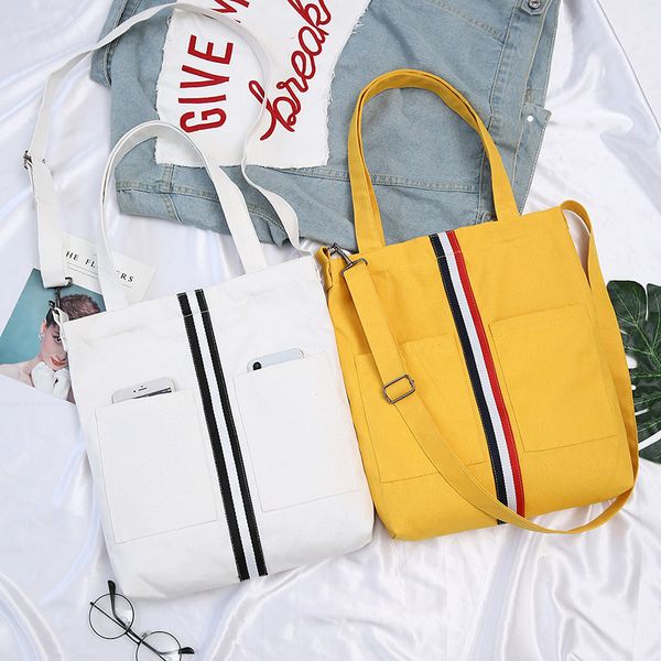 

2020 новая мода полосатая женщина холст плеча мешок многоразовые складные покупки девушки сумки casual tote сумки женский dropshipping