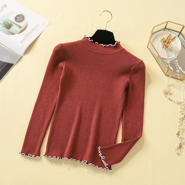 

women half-high collar sweater long-sleeved knit shirt autumn slim sweaters, White;black