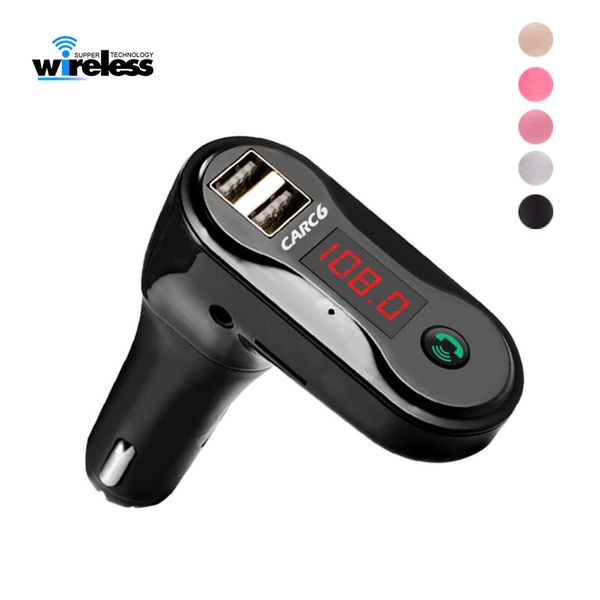 

C6 fm tran mitter aux modulator bluetooth hand car kit car audio mp3 player with dual u b car charger