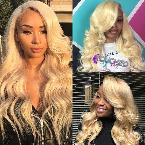 613 Blonde Front Full Lace Human Hair Wigs For White Women Body