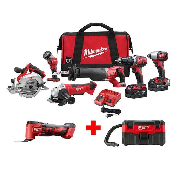 

cordless power tool set kit 6-tool multi-tool vacuum batteries charger new