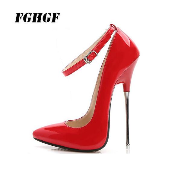 

women's high heels summer wear bright surface colour buckle solid heel good material pointed toe women's high heels t200525, Black