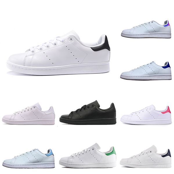 

2019 new casual shoes smith men women green black white blue red pink silver mens stan fashion leather shoe flats sneakers 36-45