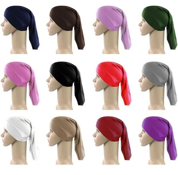 

fashion plain color women hijab muslim scarf cotton inner hijab ladies islamic elastic turban headwrap hairband women wrap, Red