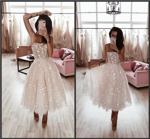 

2019 new a line tea length lace cocktail party dresses women sweet 16 dresses summer beach prom gowns cocktailkleid evening gowns, Black
