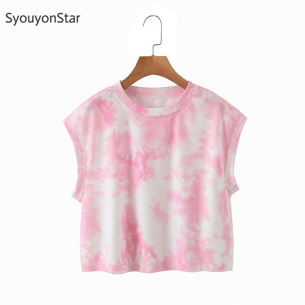

pink crop women o-neck sleeveless tank 2020 summer ropa verano mujer, White