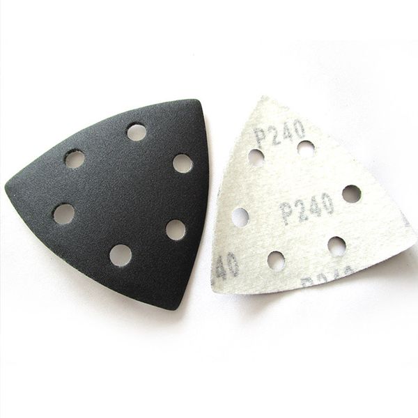 

60pcs 90mm black triangular sanding paper 6 hole sandpaper sand sheet for oscillating abrasive tool grit 60 80 120 240