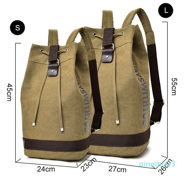 

designer-fashion men canvas bucket rucksack tactical military backpack travel hiking army bags mountaineering shoulder big bag big