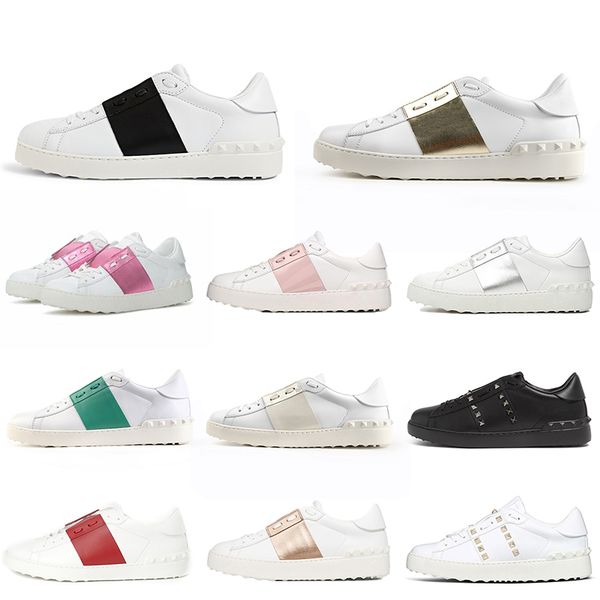 

luxury designer platform casual shoes white black silver fashion men women leather rivet open low sports sneakers size 35-46 wholesale
