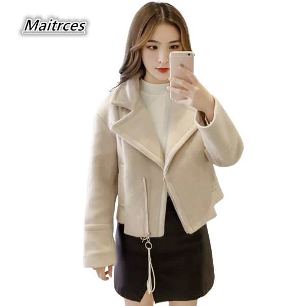 

2018 spring autumn women's jaket wool coat new fashion woolen coats slim type female autumn winter wool coat nz006, Black