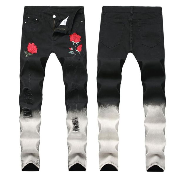 

new 2020 foot men's trousers rose black hole 1855 men'sjeans men's trousers, Blue