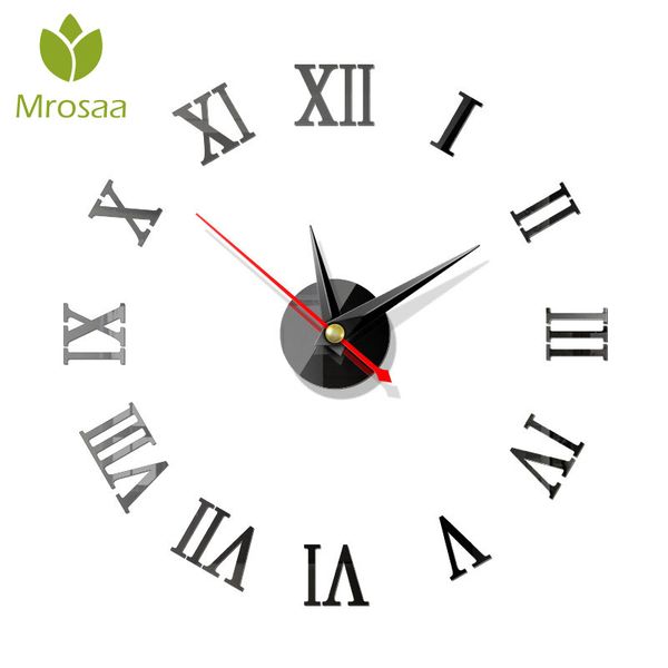 

2019fashion modern design large quartz diy home decoration big roman mirror wall clocks wall clock sticker watches