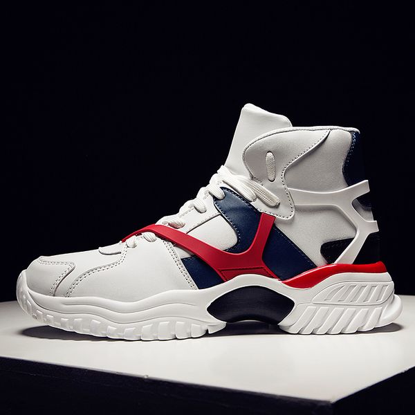 

mring men's shoes autumn 2020 new trend wild casual hip hop tide shoes men's sports high to help winter old, Black