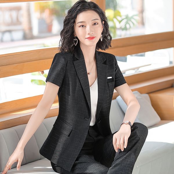 

summer fashion ladies black blazer women jackets short sleeve office female work wear clothes styles, White;black