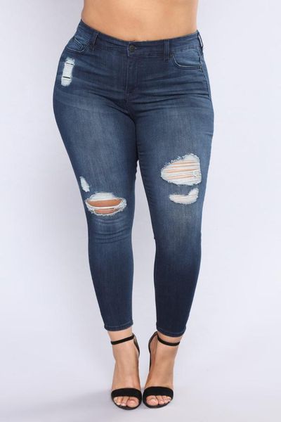 

boyfriend hole ripped jeans women pants cool denim vintage skinny jeans for women high waist casual pants female, Blue