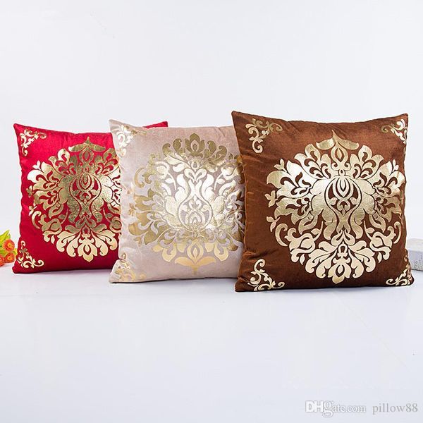 Throw Pillow Cushion Cover Floral Gold Velvet Luxury Pillow Case