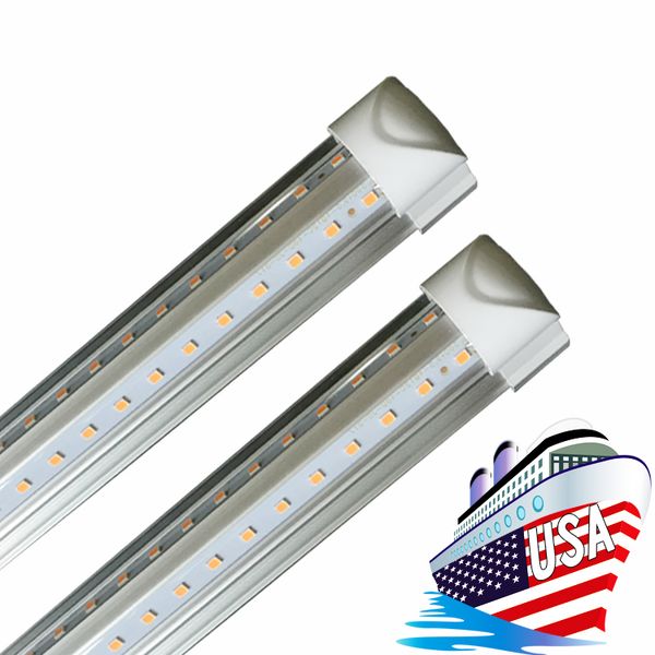 

stock in us,4ft 5ft 6ft 8ft 72w led tube lights,dual-sided v-shape integrated,ac100-277v,clear cover,cold white led cooler door lights