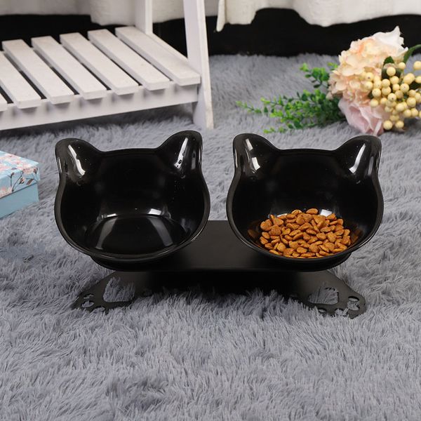 

pet cat elevated double bowls durable double bowls raised stand cat feeding watering supplies dog feeder pet supplies