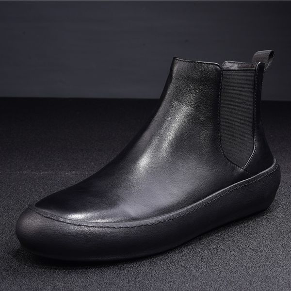 

2020 autumn winter men's black leather short male boots chaussure homme hiver shoes ankle boots men